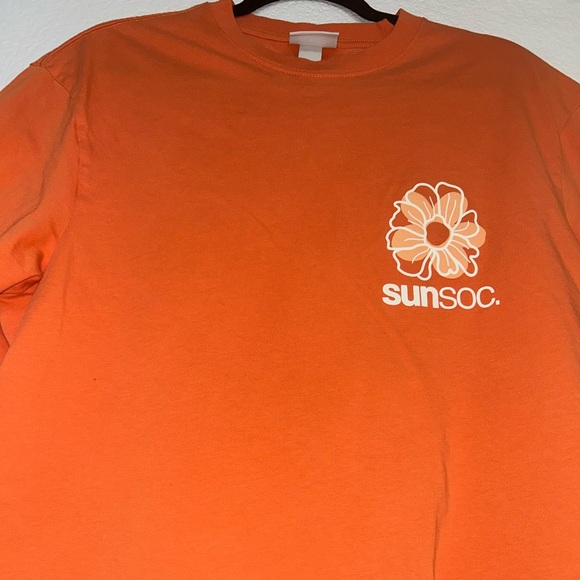 H&M Vibrant Orange Sun Society Heavyweight Soft Graphic Tee - Picture 5 of 10